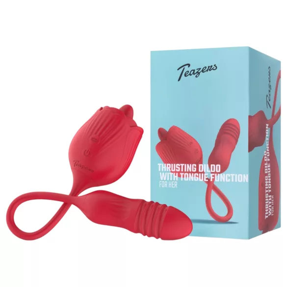 Teazers Rose - Stoßvibrator mit zungenförmigem Klitoris-Stimulator (rot)