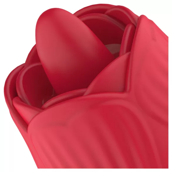 Teazers Rose - Stoßvibrator mit zungenförmigem Klitoris-Stimulator (rot)