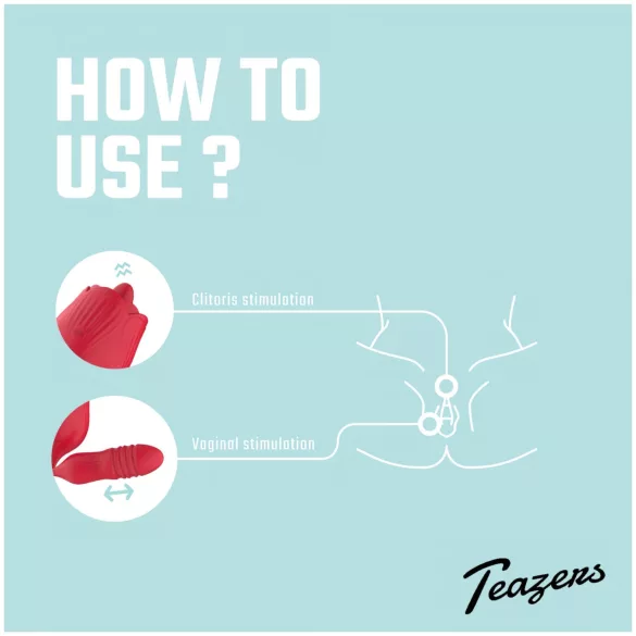Teazers Rose - Stoßvibrator mit zungenförmigem Klitoris-Stimulator (rot)