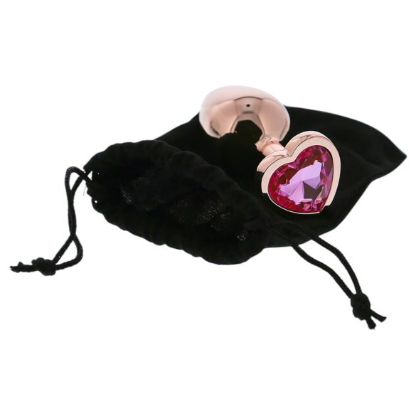 Gleaming Love - Aluminium Plug mit herzförmigem Stein - M (Roségold)