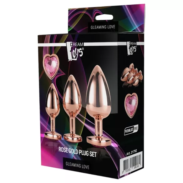Gleaming Love - Herz-Analplug-Set rosegold (3-teilig)