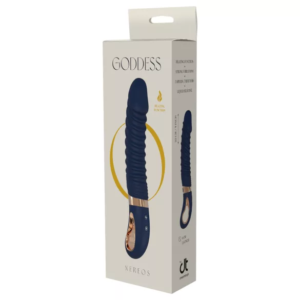 Goddess - gerippter Vibrator mit Heizung (dunkelblau)
