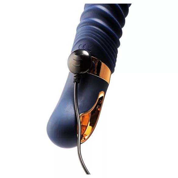 Goddess - gerippter Vibrator mit Heizung (dunkelblau)