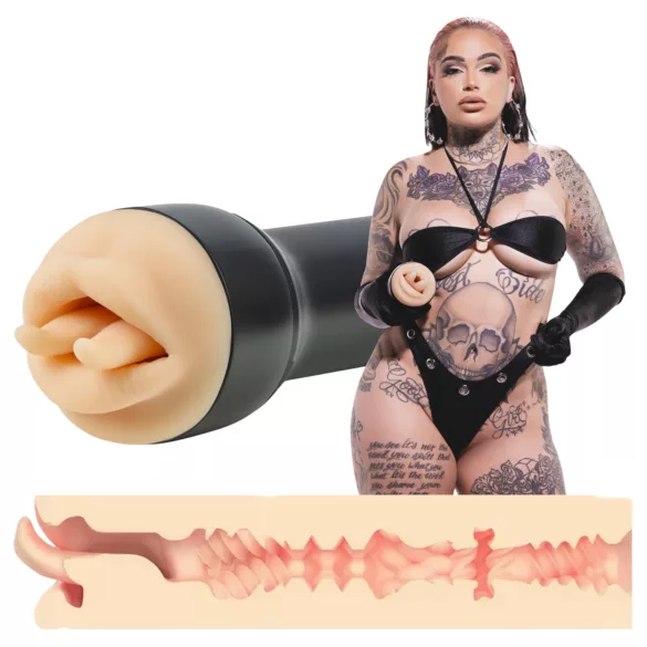 Kiiroo Feel Leigh Raven - Mundmasturbator mit gespaltenem Zungenansatz (naturfarben)