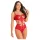 Zôf Ruby - Spitzenbody mit Cut-outs und verstellbaren Trägern (Rot)