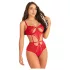 Zôf Ruby - Spitzenbody mit Cut-outs und verstellbaren Trägern (Rot)