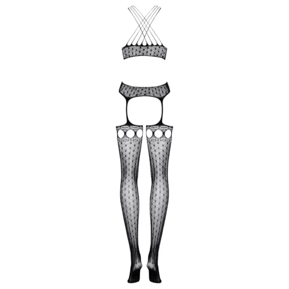 Obsessive G313 - Schnür-Corsage & Spitzen-Set - Schwarz (S-L)