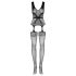 Obsessive F217 - Satin-Schleifen Netz-Set mit Muster - Schwarz (S-L)