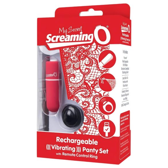 Screaming O Höschen Set - Vibrierender Slip - Rot (S-L)