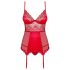 Obsessive Lovica - Spitzen-Set mit Strumpfhalter und Tanga (rot)