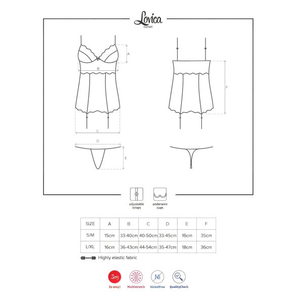 Obsessive Lovica - Spitzen-Oberteil mit Strapshalter und String (rot)