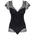 Obsessive Moketta - Body aus Spitze mit Rüschen und Streifen (Schwarz)