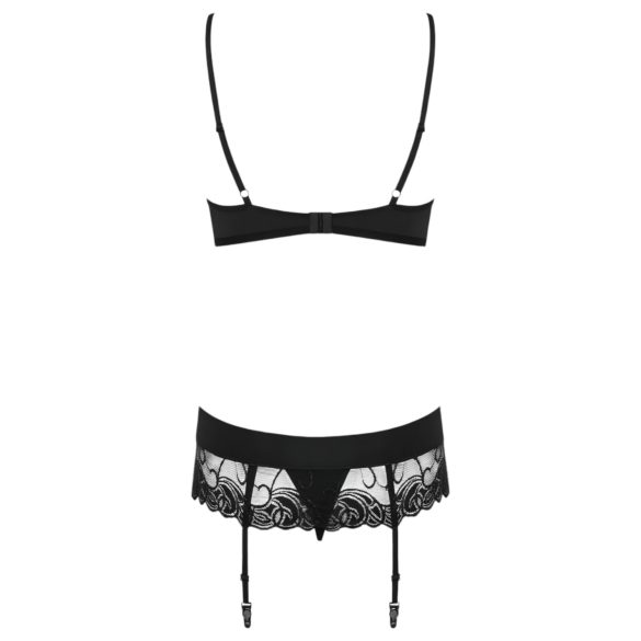 Obsessive Wonderia - besticktes Spitzen-Set (schwarz)