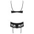 Obsessive Wonderia - besticktes Spitzen-Set (schwarz) - L/XL