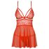 Obsessive 838-BAB-3 - pikante Spitzen-Babydoll und String (rot) - XXL