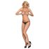 Obsessive 831-THC-1 - Offener Spitzen-Tanga mit Schleife (Schwarz) - L/XL
