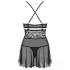 Obsessive 838-BAB-1 - transparenter, spitzen Babydoll-Set (schwarz) - L/XL