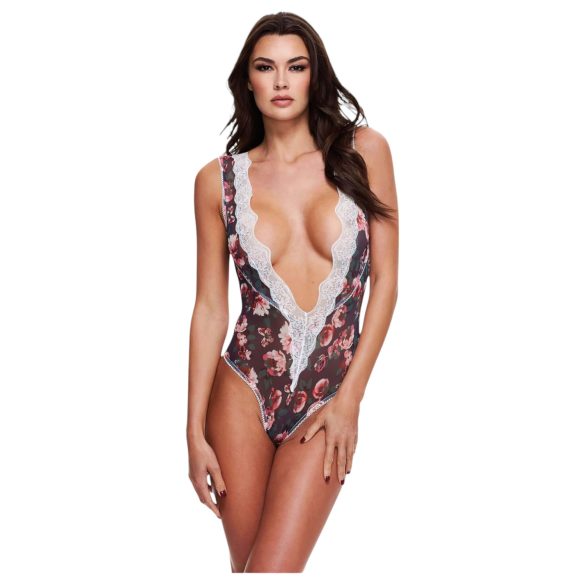 Baci - blumiges, spitzenbesetztes Body - M/L